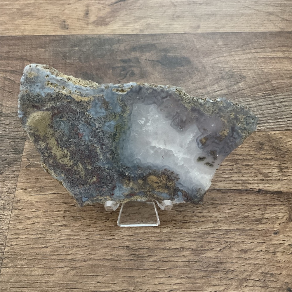 Purple Moss Agate slab + stand